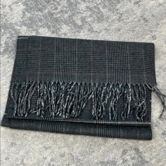 New Cashmink V Fraas Soft Acrylic Scarf Plaid Check Gray Fringe - Picture 2 of 6